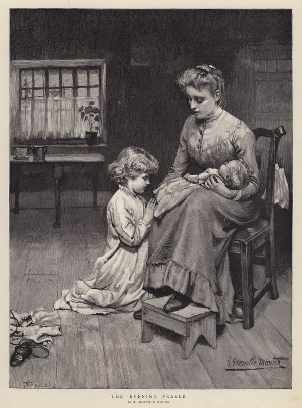 Aftenbønnen (litho) af G. Grenville Manton