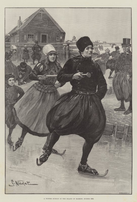 En vintersøndag på øen Marken, Zuider Zee af Gabriel Nicolet