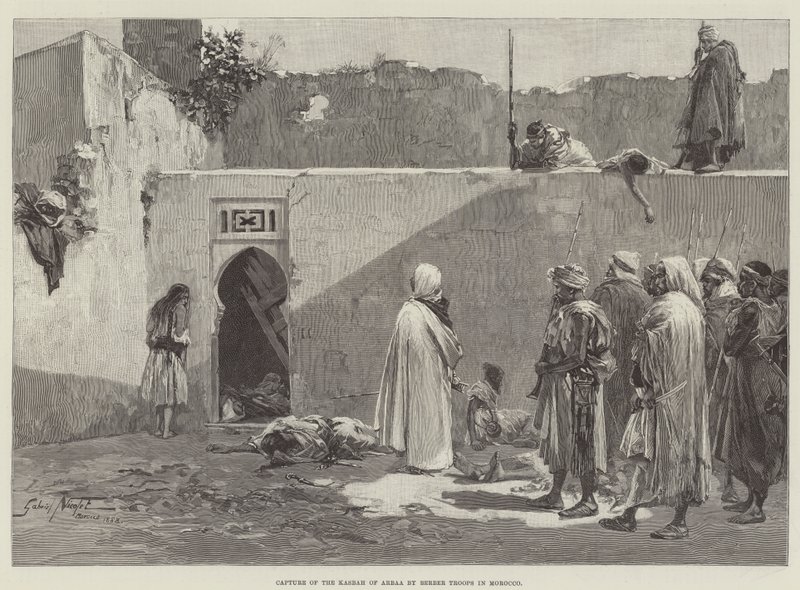 Tilfangetagelse af Kasbah i Arbaa af berbertropper i Marokko af Gabriel Nicolet