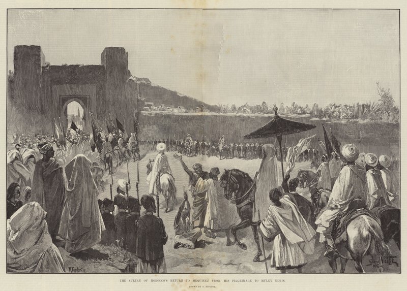 Sultanen af Marokkos tilbagevenden til Mequinez fra sin pilgrimsrejse til Muley Edris af Gabriel Nicolet