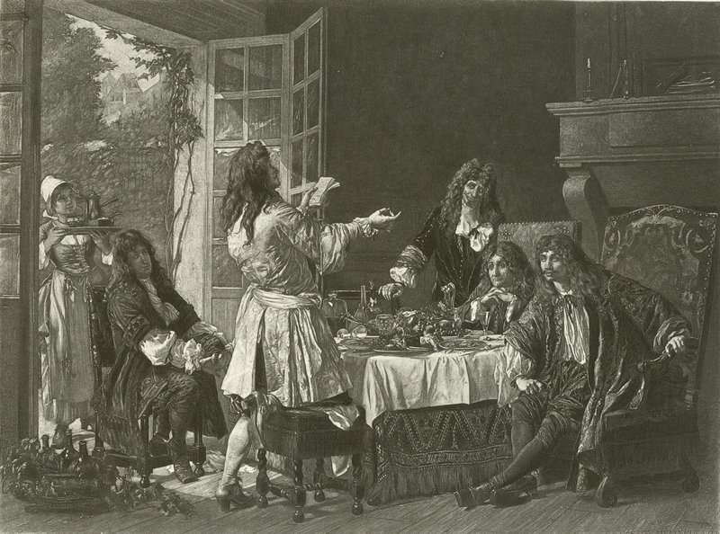 En middag i huset Moliere i Anteuil (dybtryk) af Gaston Melingue