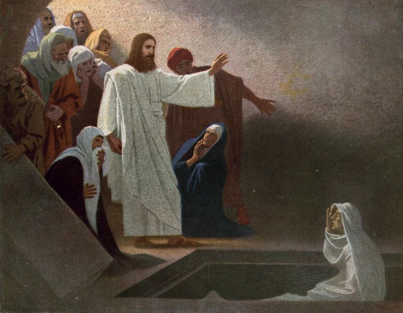 Jesus oprejser Lazarus fra de døde af Gebhard Fugel