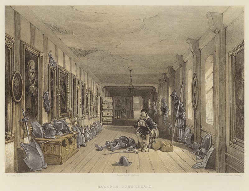 Naworth, Cumberland, England (akvatint) af George Cattermole