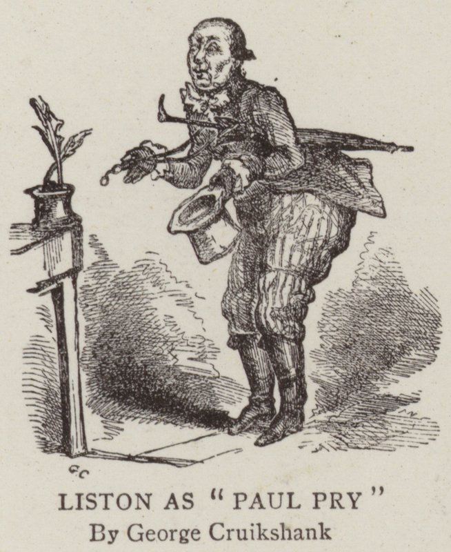 Liston som Paul Pry af George Cruikshank