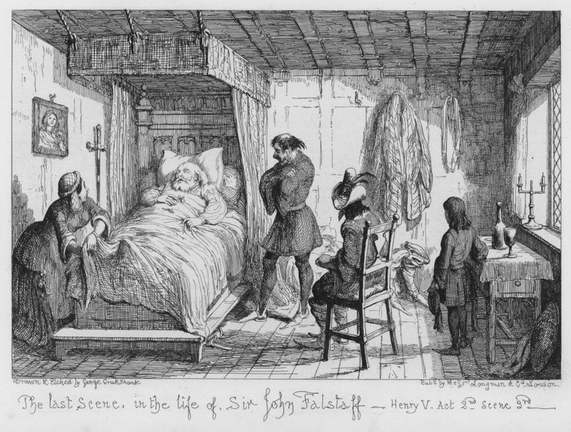 Den sidste scene, i Sir John Falstaffs liv af George Cruikshank