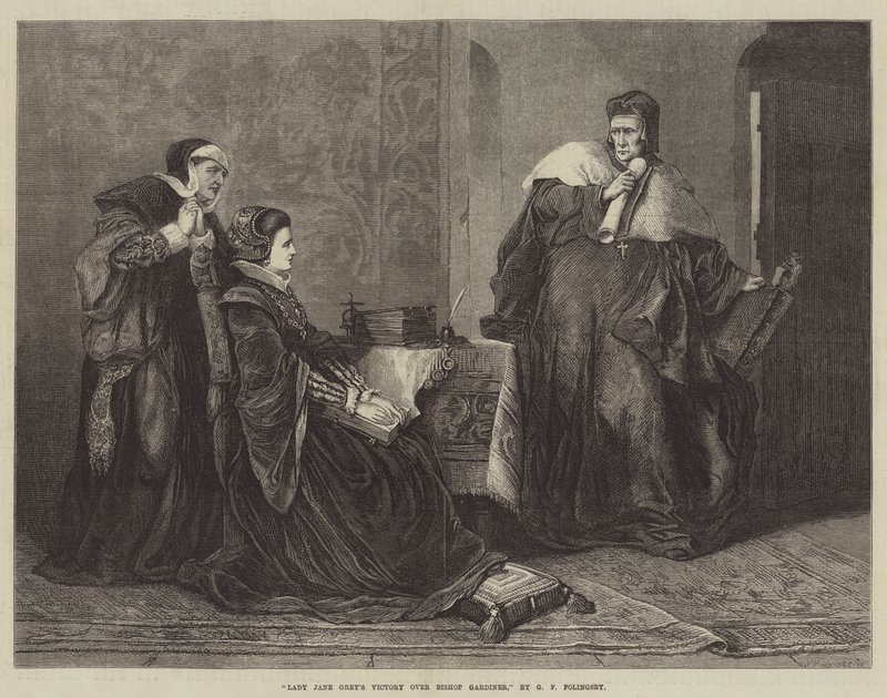 Lady Jane Greys sejr over biskop Gardiner af George Frederick Folingsby