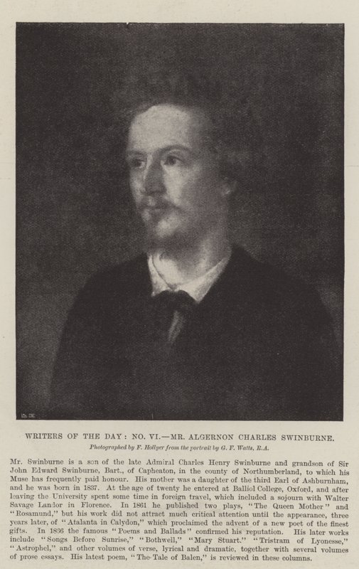 Dagens forfattere, Algernon Charles Swinburne af George Frederick Watts