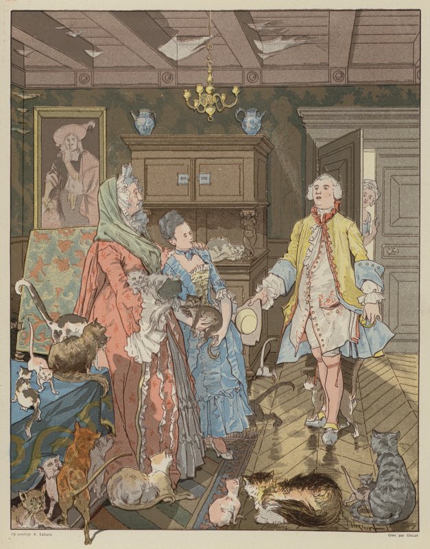 Scene fra La Dame de Gai-Fredon, af Quatrelles (Ernest LEpine) af George Frederick after Folingsby