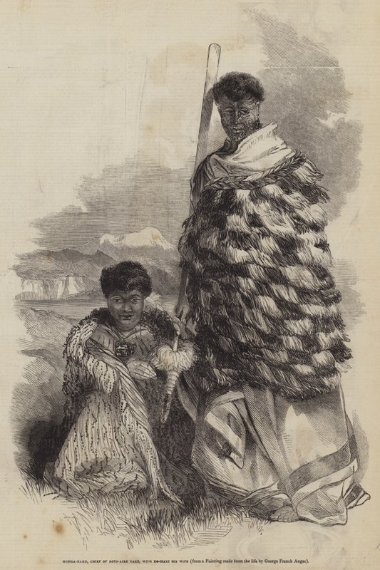 Munga-Kahu, chef for Roto-Aire Lake, med hans kone Ko-Mari af George French Angas