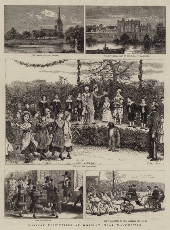 Maj-festlighederne i Worsley, nær Manchester af George Goodwin Kilburne