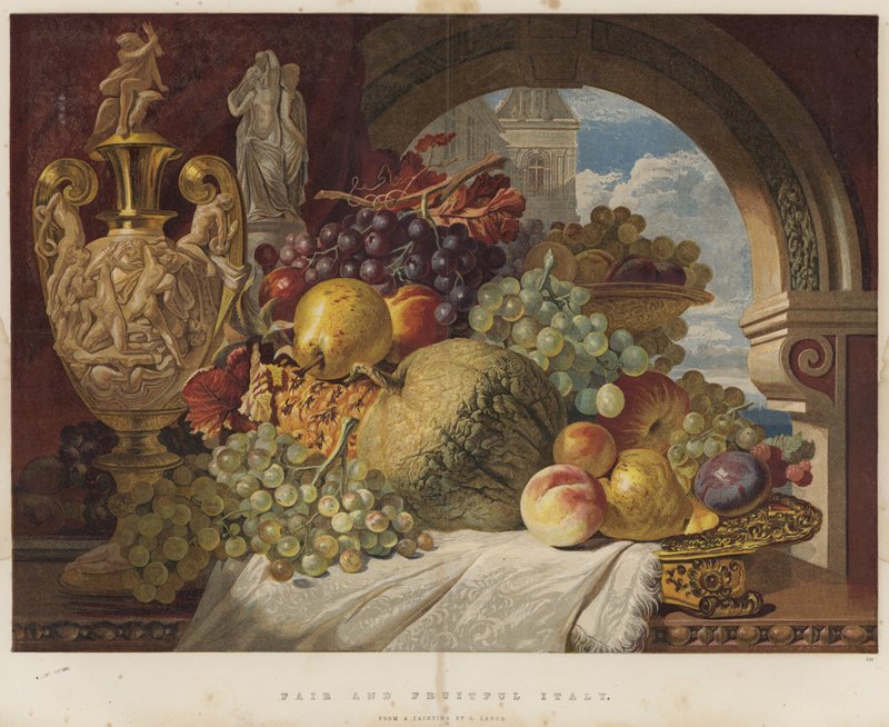 Retfærdigt og frugtbart Italien (chromolitho) af George Lance