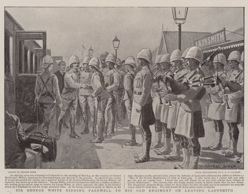 Sir George White siger farvel til sit gamle regiment, da han forlod Ladysmith af George Soper