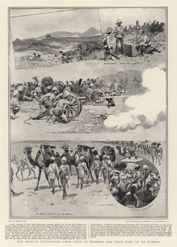 Den britiske ekspedition fra Aden for at ødelægge det arabiske fort ved Ad Darega af George Soper