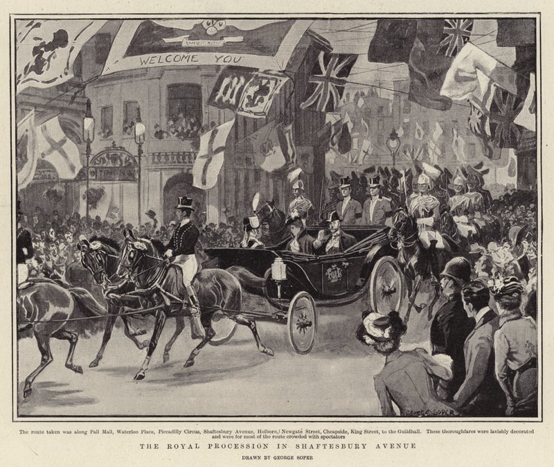 Royal Procession i Shaftesbury Avenue af George Soper