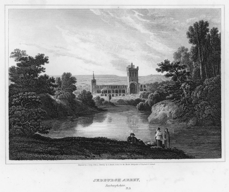 Jedburgh Abbey, Roxburghshire (gravering) af George (after) Arnald