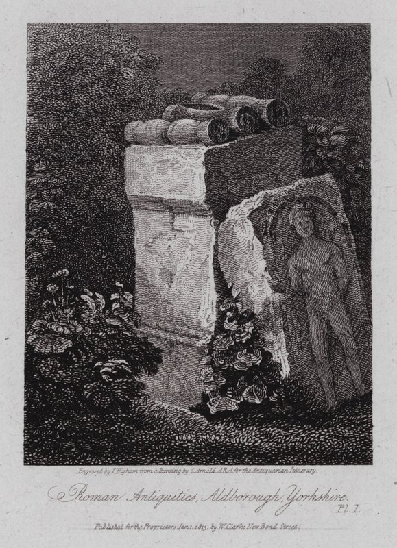 Romerske oldtidsfund, Aldborough, Yorkshire (gravering) af George (after) Arnald