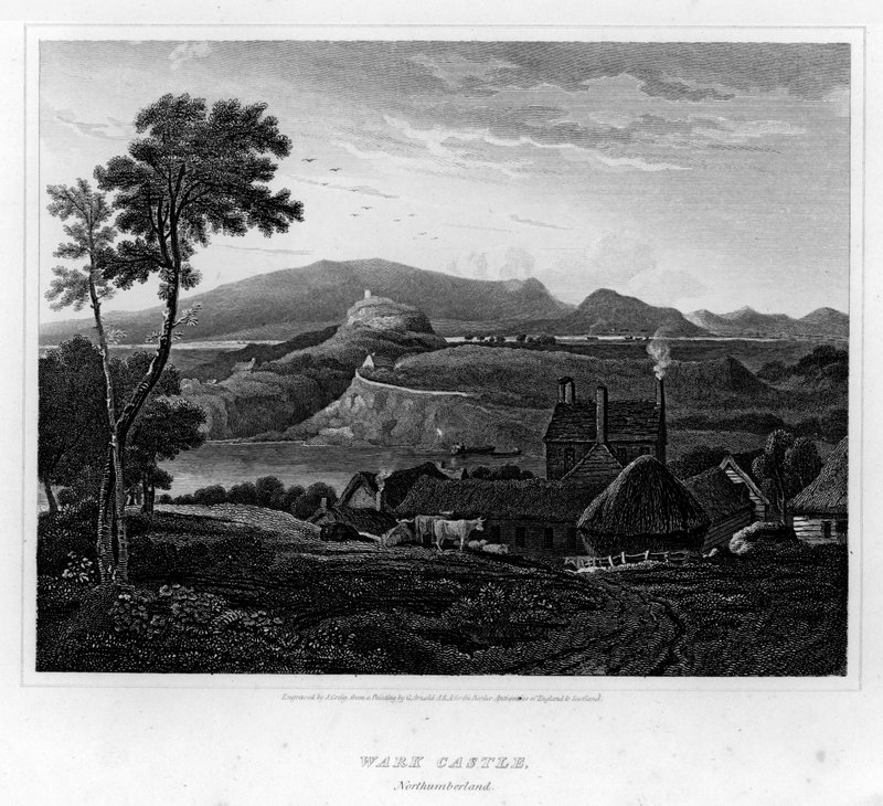Wark Castle, Northumberland (gravering) af George (after) Arnald