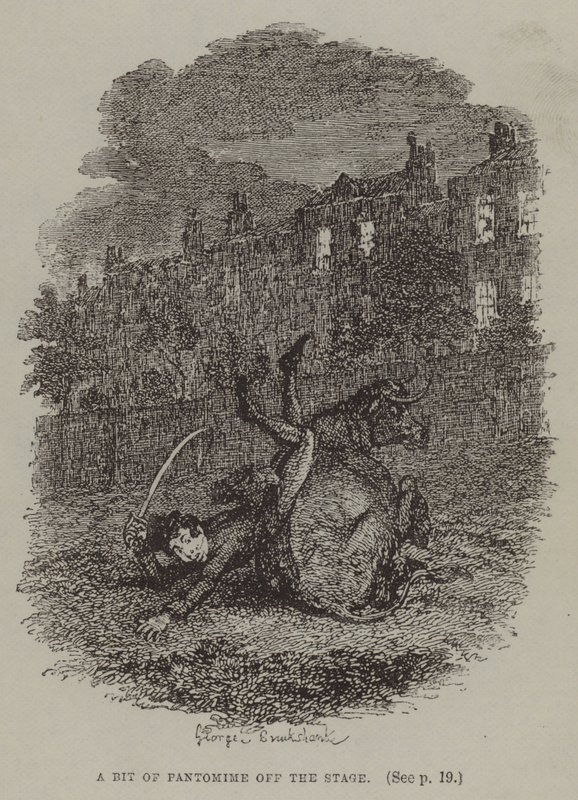 Lidt pantomime fra scenen (gravering) af George (after) Cruikshank