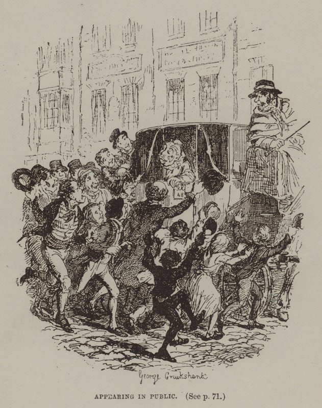 Optræden i offentligheden (gravering) af George (after) Cruikshank