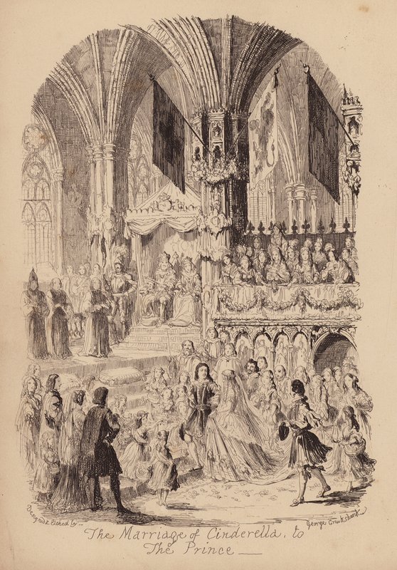 Askepot og glasskoen (kobberstik) af George (after) Cruikshank