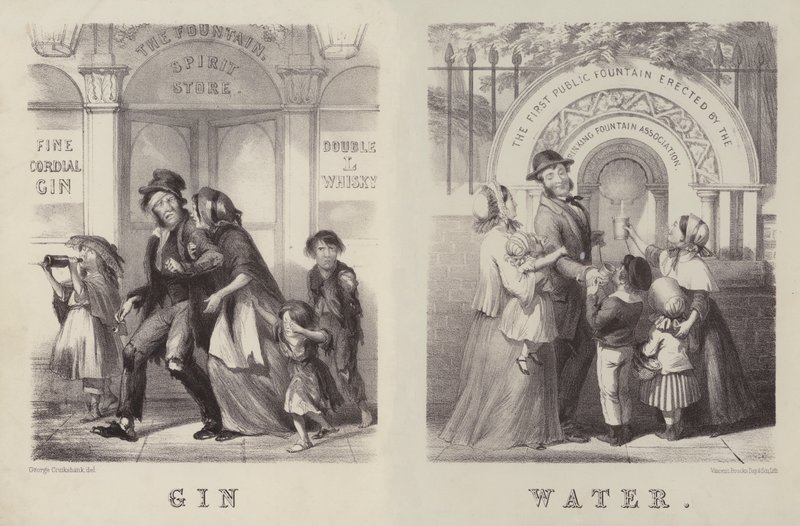 Gin og vand (gravering) af George (after) Cruikshank