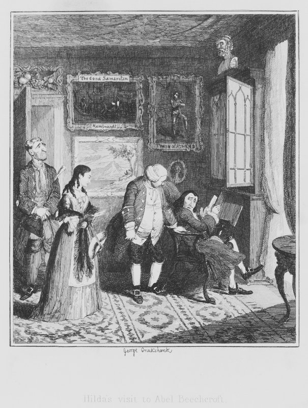 Hildas besøg hos Abel Beechcroft (gravering) af George (after) Cruikshank
