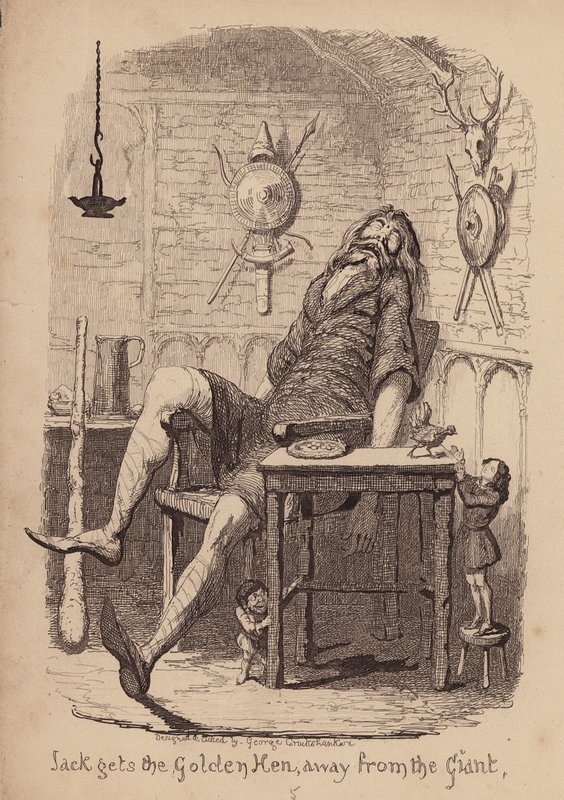 Jack og bønnestagen (kobberstik) af George (after) Cruikshank