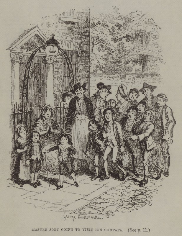 Mester Joey skal besøge sin Godpapa (gravering) af George (after) Cruikshank