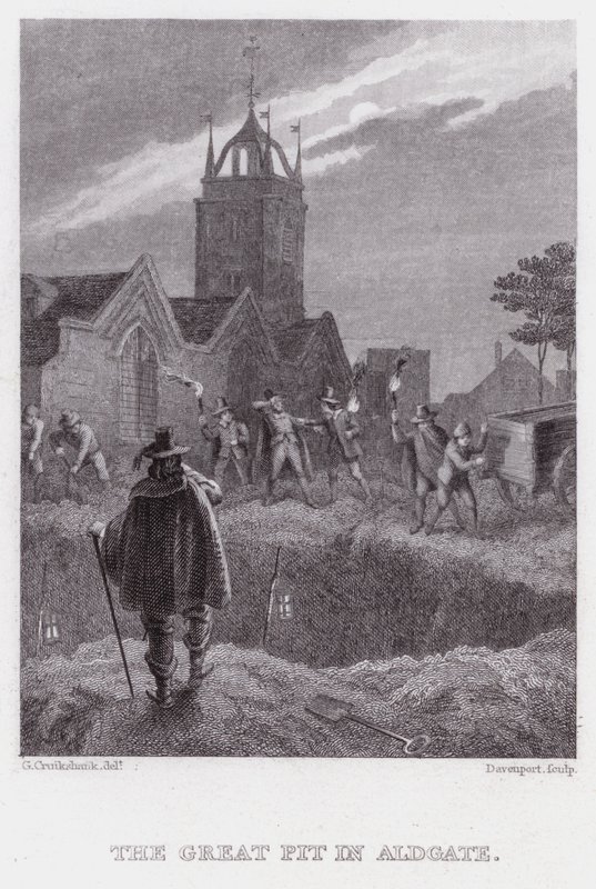 The Great Pit in Aldgate (gravering) af George (after) Cruikshank