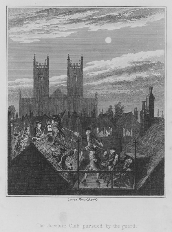 Jacobite Club forfulgt af vagten (gravering) af George (after) Cruikshank