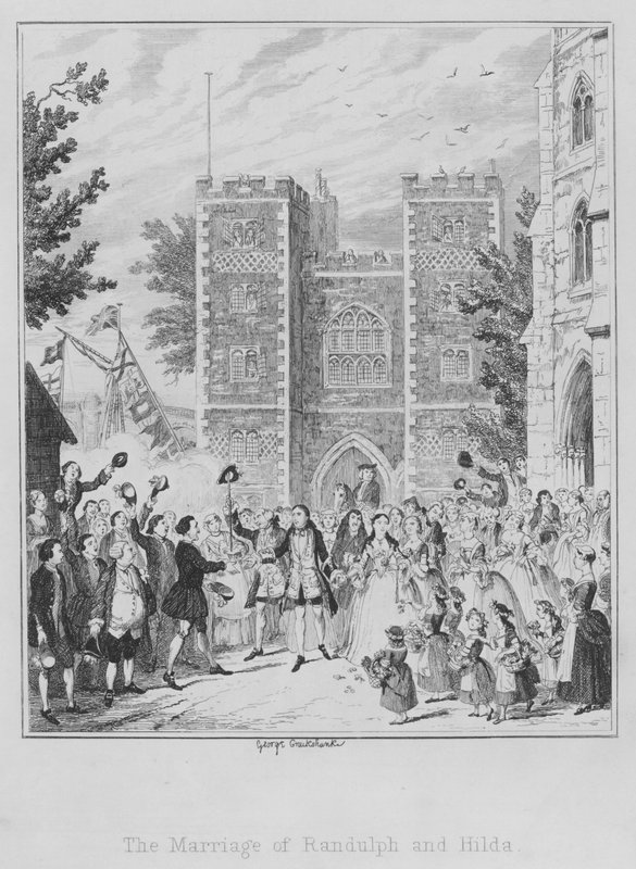 Randulph og Hildas bryllup (stik) af George (after) Cruikshank