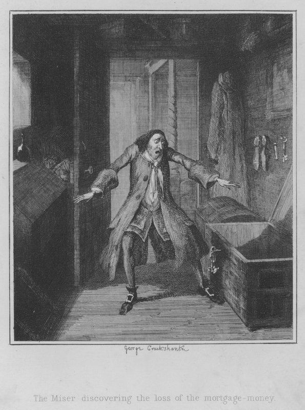 Snærren opdager tabet af pantepengene (gravering) af George (after) Cruikshank