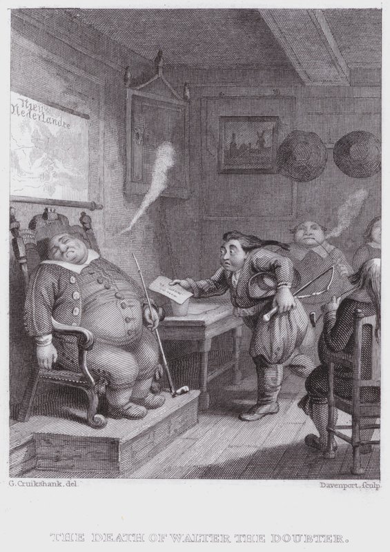 Walter The Doubters død (gravering) af George (after) Cruikshank