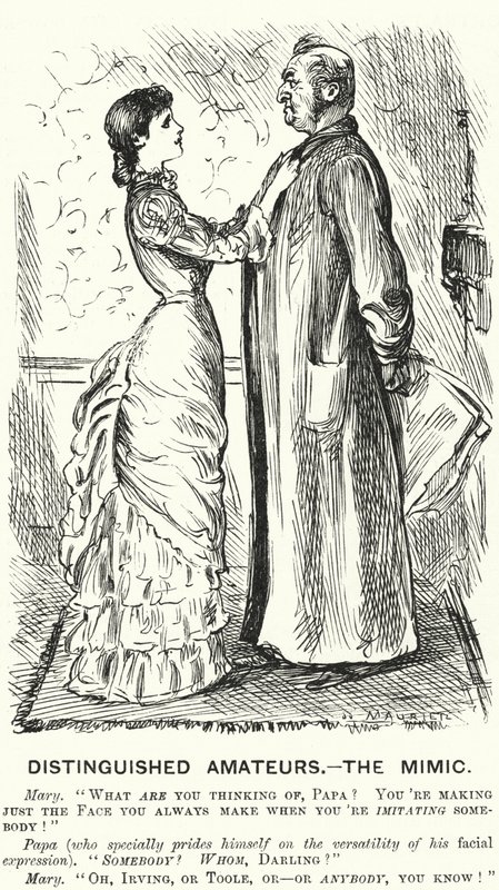 Punch tegneserie: Distinguished Amateurs - the Mimic (gravering) af George (after) Du Maurier
