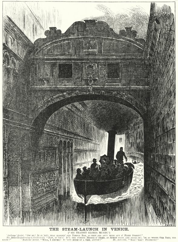 Punch tegneserie: The Steam Launch in Venedig (gravering) af George (after) Du Maurier