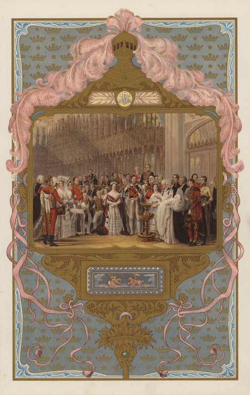 Dåb af den fremtidige kong Edward VII (farve litho) af George (after) Hayter
