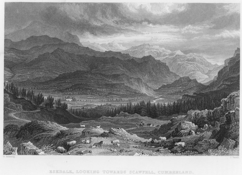 Eskdale, Looking Towards Scawfell, Cumberland (gravering) af George (after) Pickering