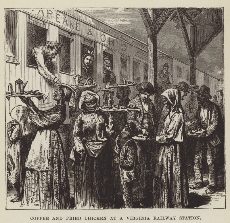 Kaffe og stegt kylling på en jernbanestation i Virginia af George Augustus Sala