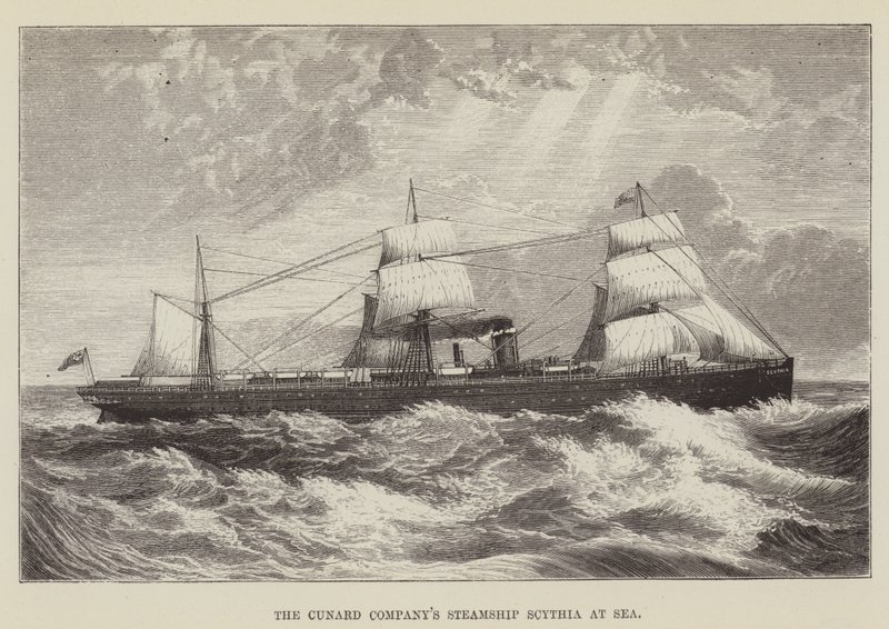 Cunard Companys dampskib Scythia på havet af George Augustus Sala