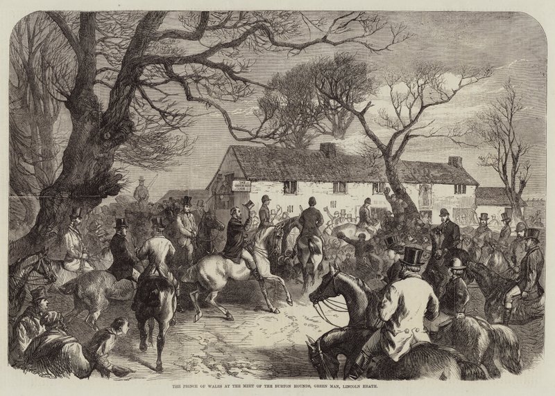Prinsen af Wales ved mødet med Burton Hounds, Green Man, Lincoln Heath af George Bouverie Goddard