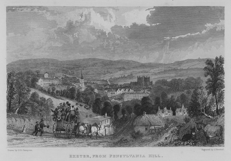 Exeter, fra Pensylvania Hill (gravering) af George Bryant Campion
