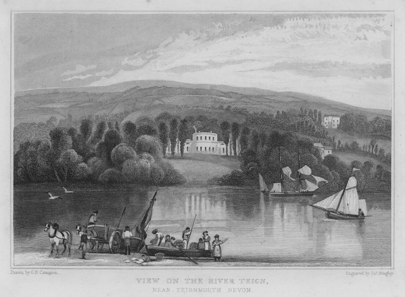 Udsigt over floden Teign, nær Teignmouth, Devon (gravering) af George Bryant Campion