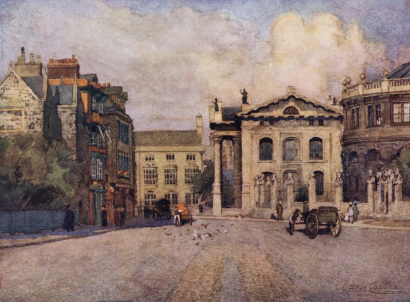 Oxford: Broad Street (farve litografi) af George Carline