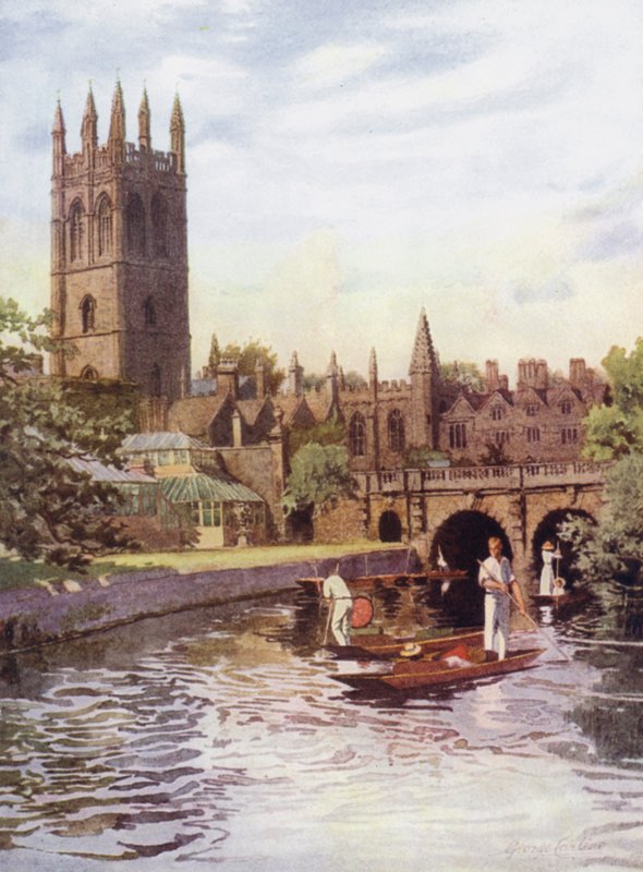 Oxford: Magdalen College and Bridge from the Cherwelldani af George Carline