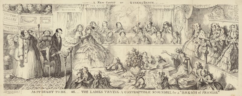 En satirisk tegneserie af Queens Bench af George Cruikshank
