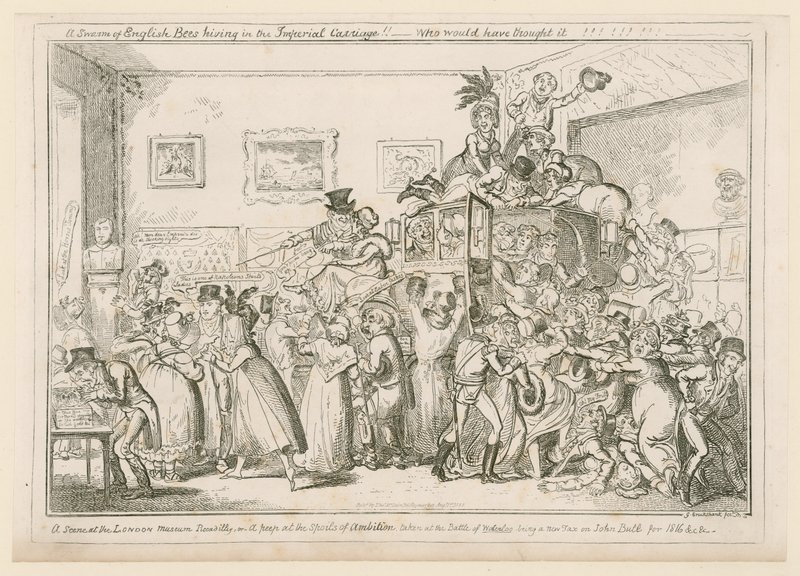 En scene på London Museum Piccadilly af George Cruikshank
