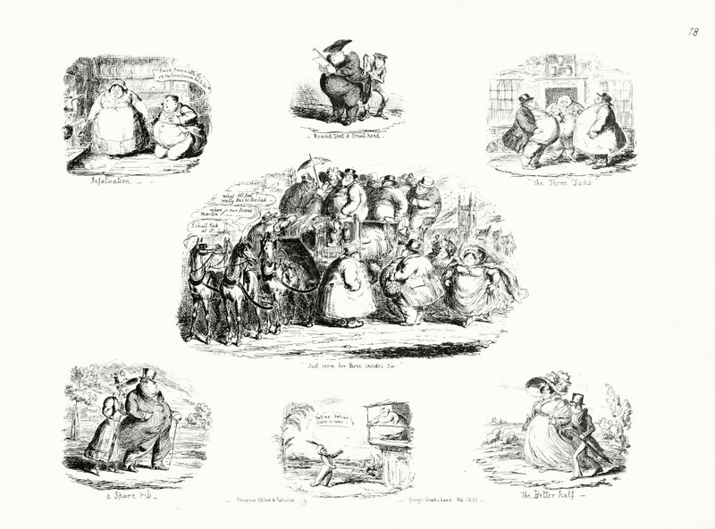 Tegnefilm af George Cruikshank om temaet fedme (gravering) af George Cruikshank