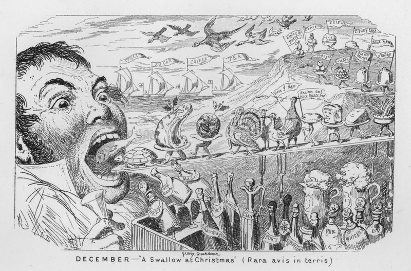 December, En svale i julen (gravering) af George Cruikshank