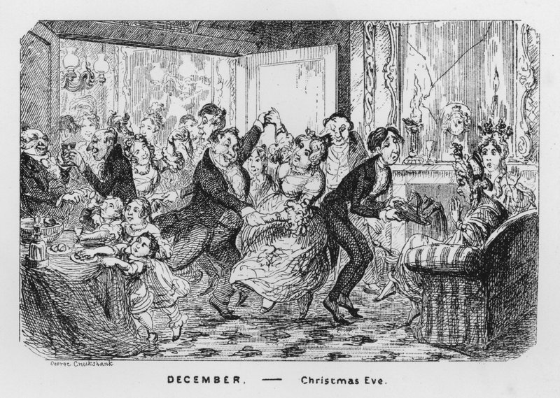 december, juleaften (gravering) af George Cruikshank