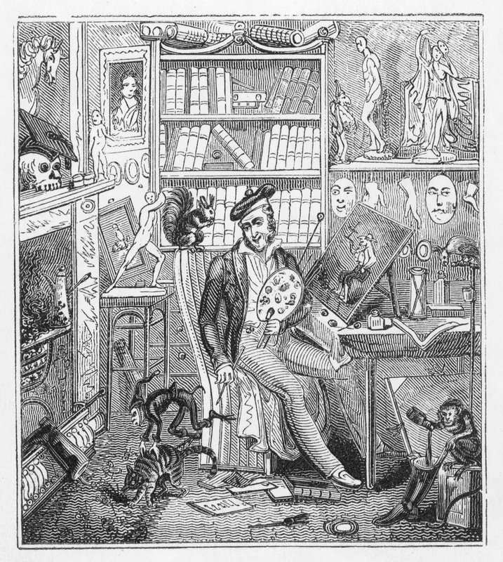 Frontispice illustration til Cruikshank at Home (gravering) af George Cruikshank